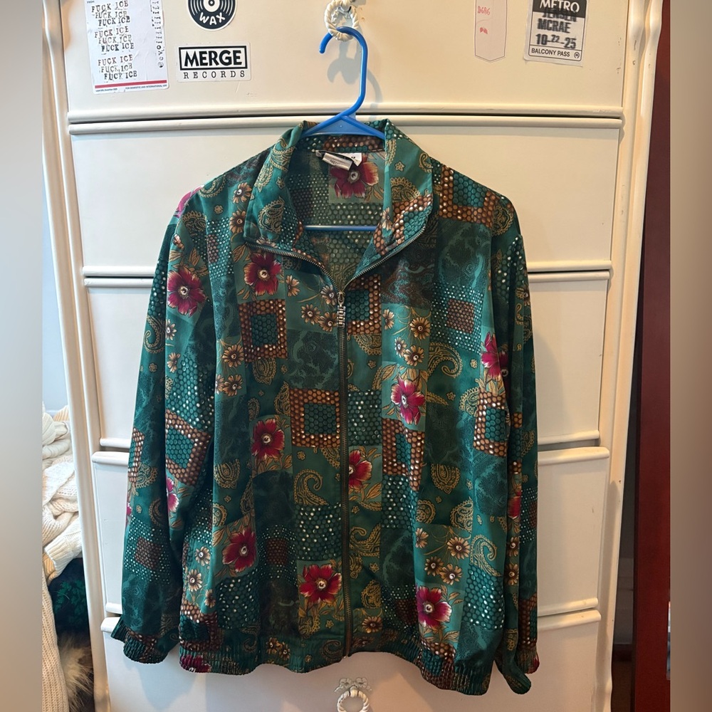 Teddi Vintage 80s Colorful Patterned Bomber Jacket